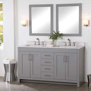 Westcourt 61 in. W x 22 in. D x 39 in. H Double Sink  Bath Vanity in Sterling Gray with Pulsar  Stone Composite Top