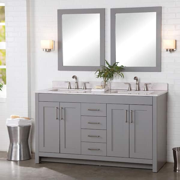 Westcourt 49 in. W x 22 in. D Bath Vanity in Sterling Gray with Stone Effect Vanity Top in Pulsar with White Sink