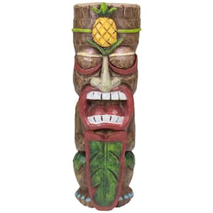 16 in. Solar Lighted Polynesian Outdoor Garden Tiki Statue