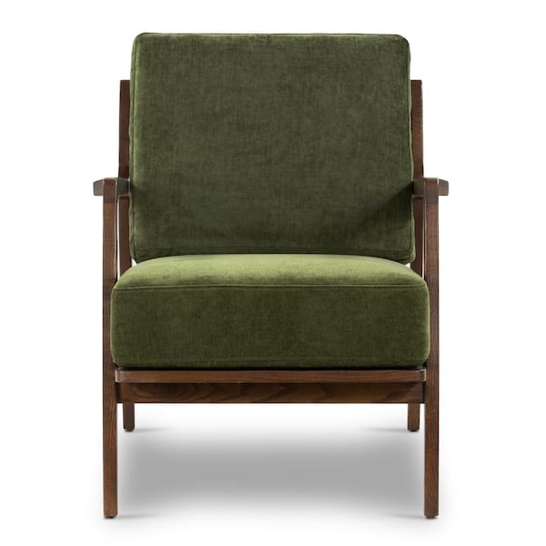 Poly and Bark Verity Distressed Green Velvet Fabric Arm Chair (Set of 1)