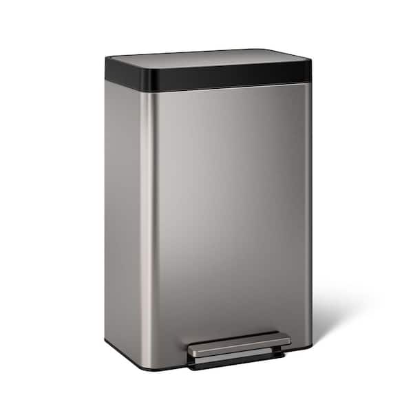 13-Gallon Stainless Steel Step Trash Can with Fingerprint-Resistant Finish