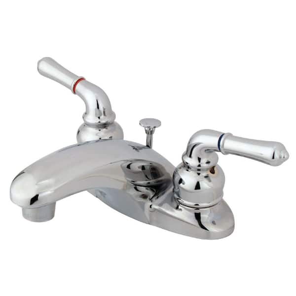 Kingston Brass Magellan 4 in. Centerset 2-Handle Bathroom Faucet with Brass Pop-Up in Polished Chrome
