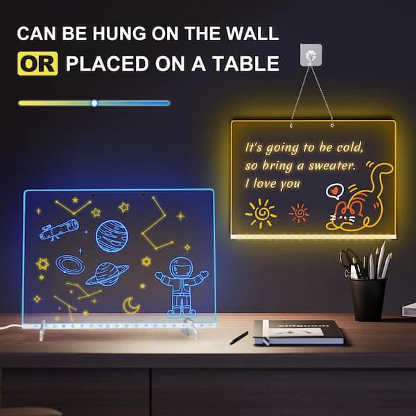 13 in. x 10 in. Light Up Dry Erase Board with 7 Colors, Adapter