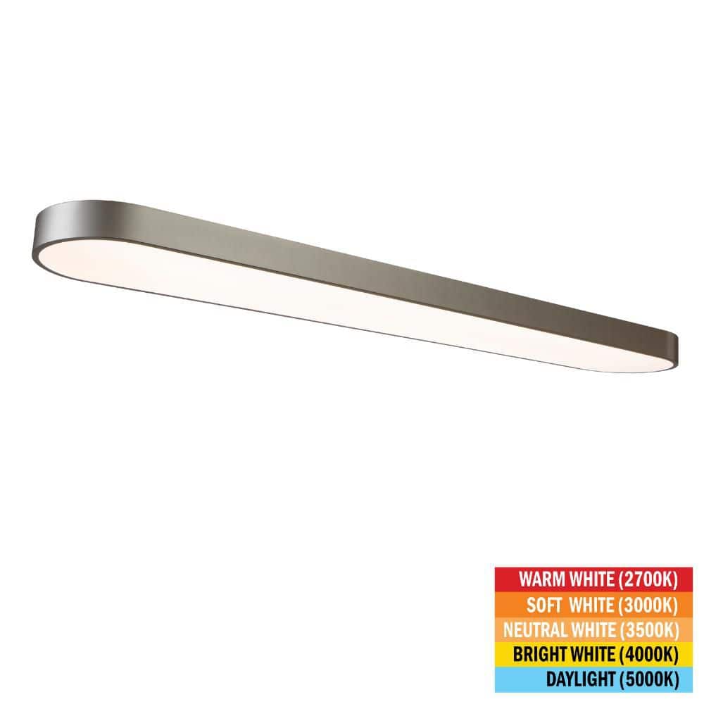 4 ft. x 8 in. 52-Watt LED Satin Nickel Shop Light, 3500 Lumens, Selectable CCT, Dimmable (1-Pack) price history on PriceWatchPro