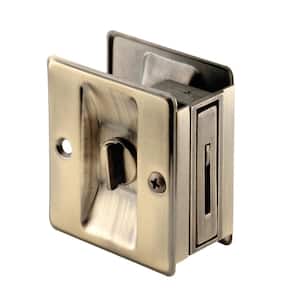 Antique Brass Privacy Lock with Pull Pocket Door Lock