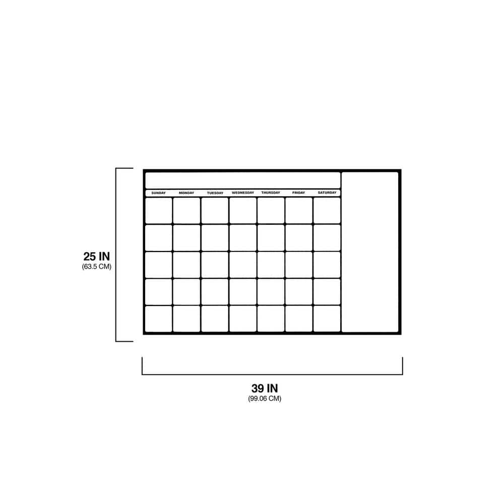 Large Black and White Dry Erase Wall Calendar