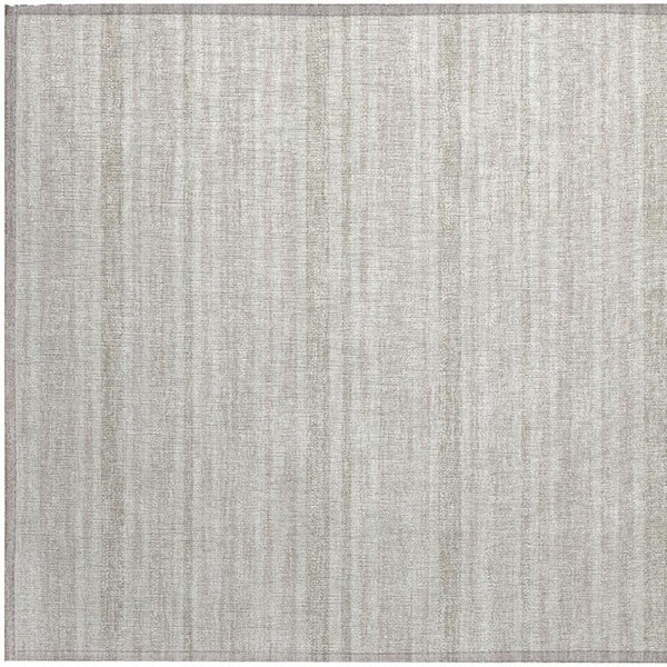 Ivory 2 ft. x 3 ft. Woven Striped Polyester Rectangle Indoor/Outdoor Area Rug