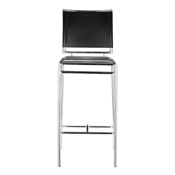 HomeRoots 28.5 in. Black Low Back Metal Bar Chair with Upholstery Seat Set of 2