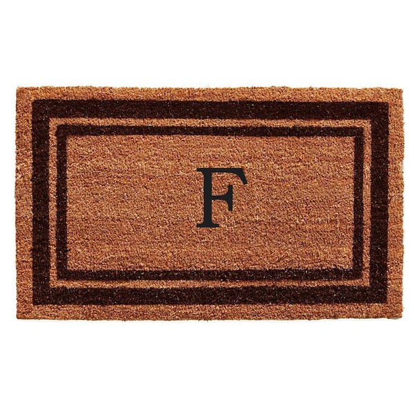Brown Border Monogram Door Mat 24 in. x 36 in. (Letter F)