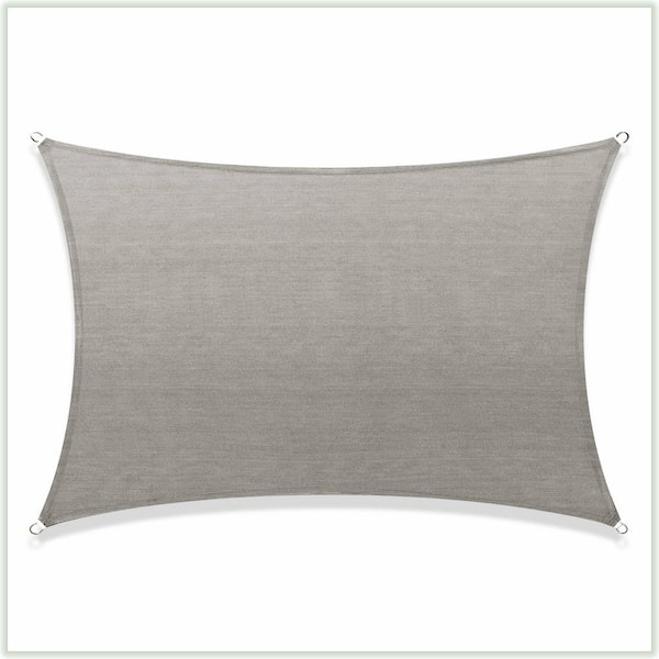 COLOURTREE 8 ft. x 10 ft. 190 GSM Grey Rectangle Sun Shade Sail Screen Canopy, Outdoor Patio and Pergola Cover