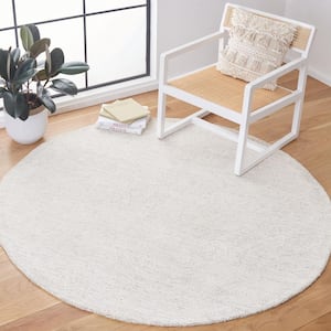 Metro Natural/Ivory 4 ft. x 4 ft. Solid Color Abstract Round Area Rug