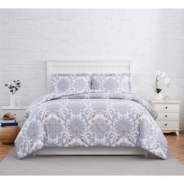 Southshore Fine Linens Serenity 3-Piece Aqua Full-Queen Cotton Duvet Cover Set