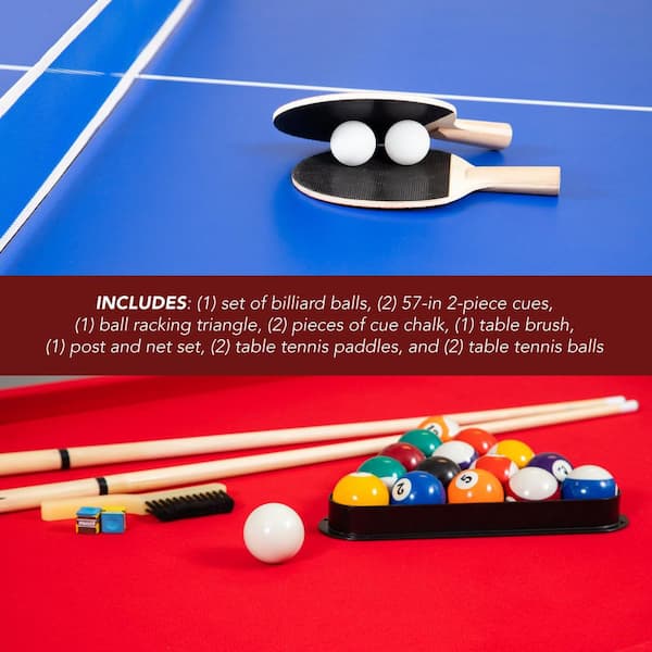 GoSports 8 ft Pool Table with Wood Finish - Modern Billiards Table with 2  Cue Sticks, Balls, Rack, Felt Brush and Chalk