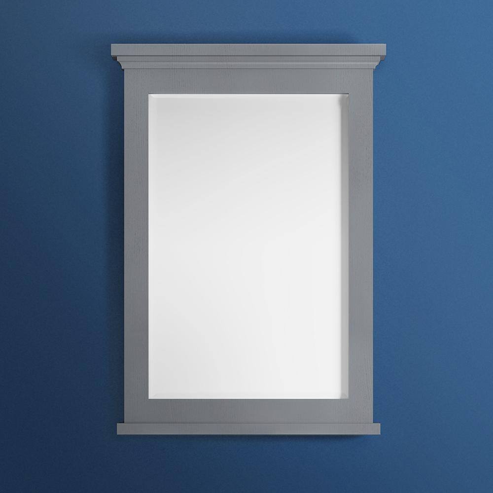 Elegant Grey Textured 27"x35" Wood Framed Bathroom Vanity Mirror