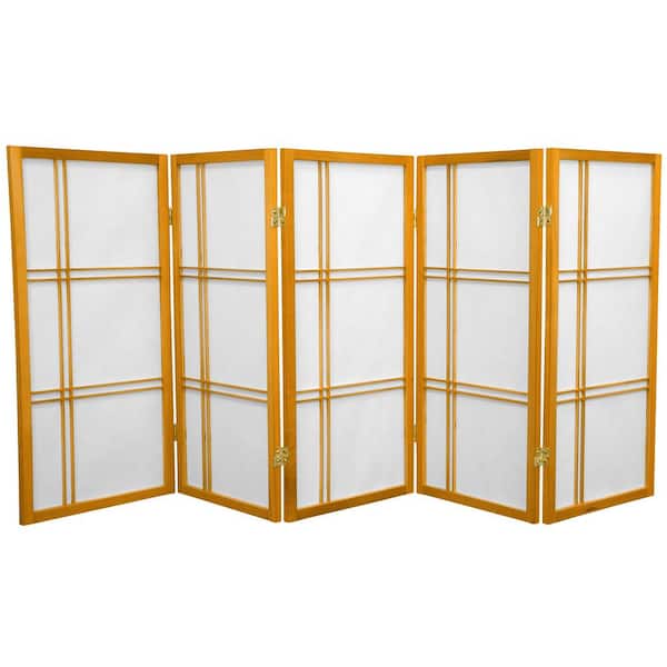 Oriental Furniture 3 ft. Honey 5-Panel Room Divider