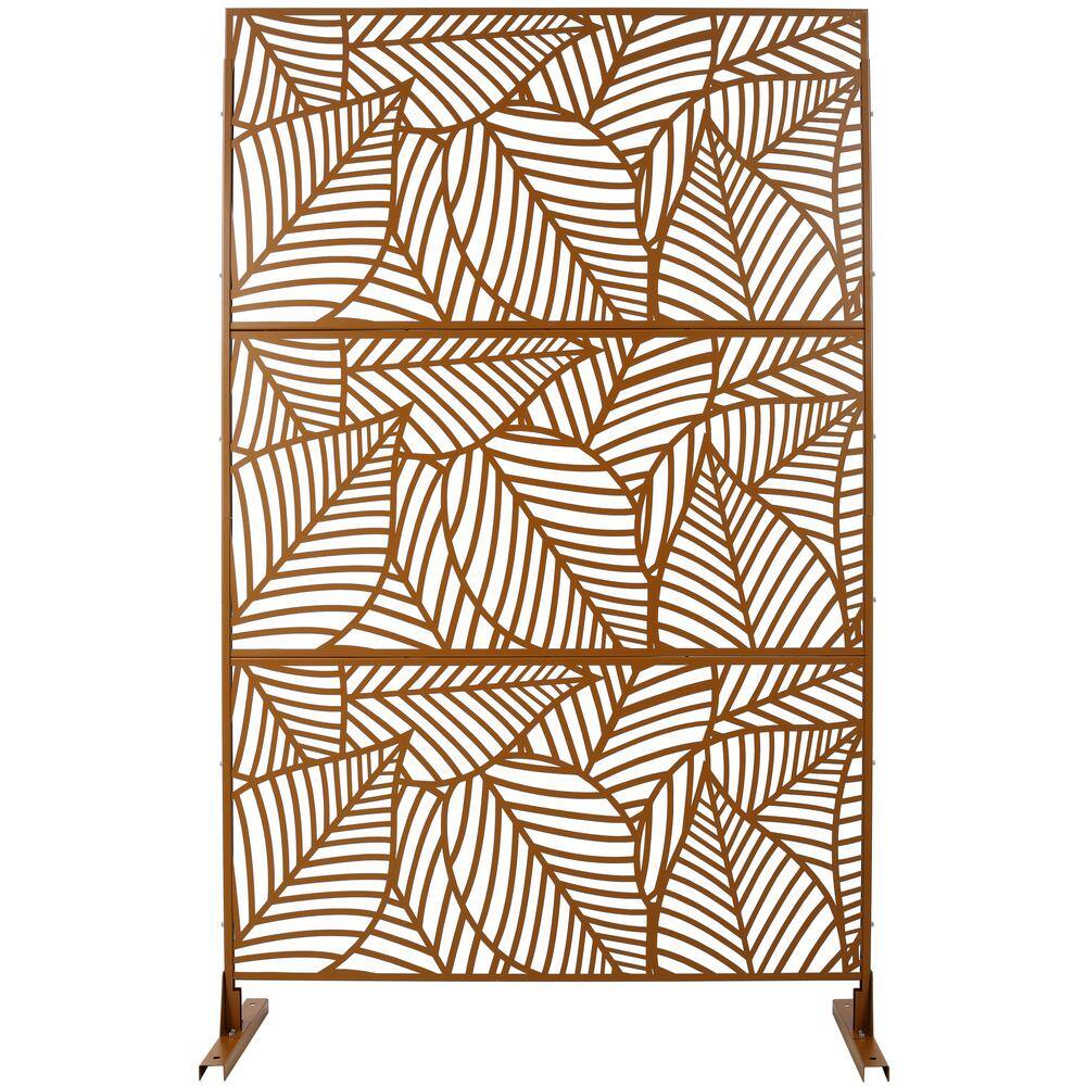 Zeus & Ruta 6.3 ft. H x 4 ft. W Brown Metal Privacy Screen Freestanding ...