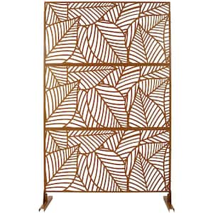 6.3 ft. H x 4 ft. W Brown Metal Privacy Screen Freestanding Decorative Privacy Screen for Deck Balcony Patio (3-Panels)