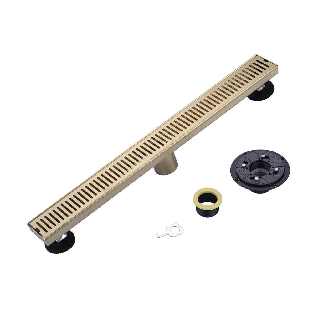 24 in. Linear Shower Drain Stainless Steel with Removable Cover Grate for Bathroom, Brushed Gold price history on PriceWatchPro