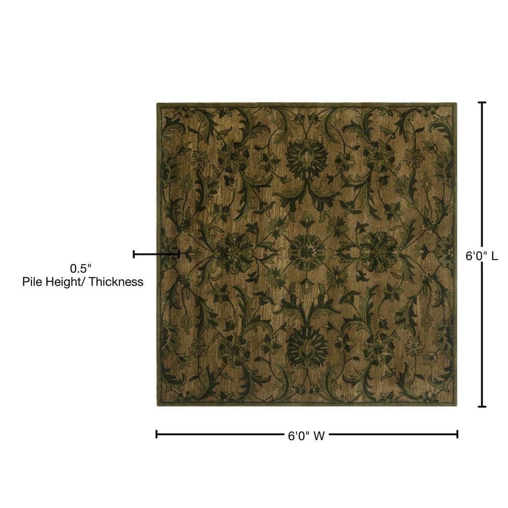 Hand-tufted Elegance Square Gray Wool 6' Area Rug