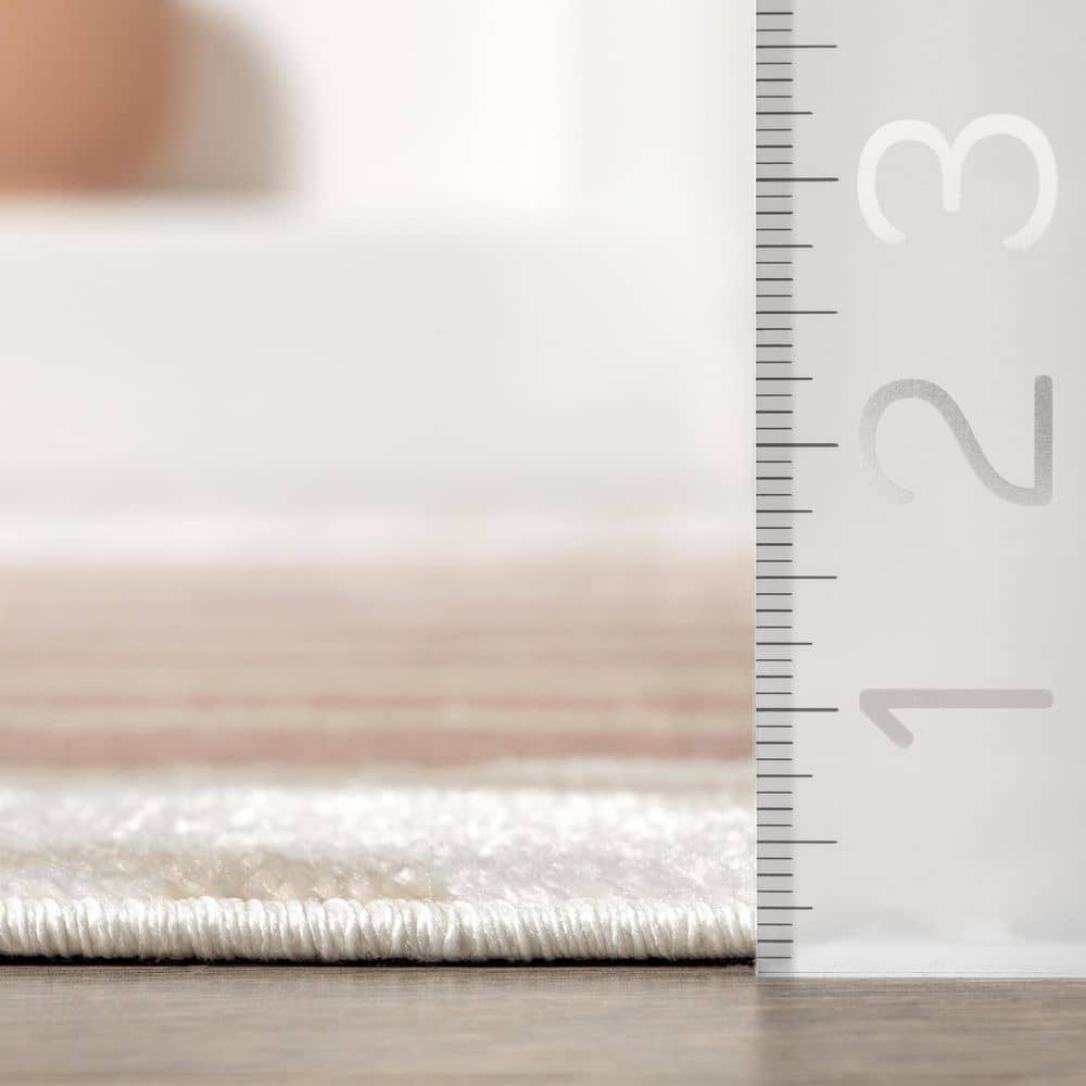 Blush and Beige Abstract Synthetic 8' x 10' Area Rug