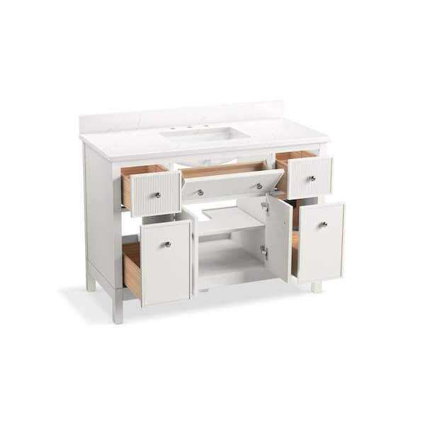 KOHLER Malin 49in. Single Sink Freestanding White Bath Vanity with White Quartz Top Assembled