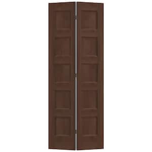 30 in. x 80 in. Conmore Milk Chocolate Stain Smooth Hollow Core Molded Composite Interior Closet Bi-Fold Door