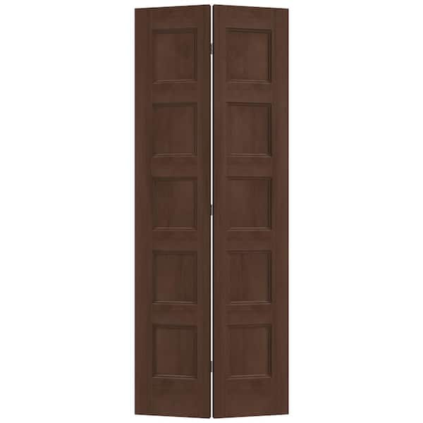 JELD-WEN 30 in. x 80 in. Conmore Milk Chocolate Stain Smooth Hollow Core Molded Composite Interior Closet Bi-Fold Door