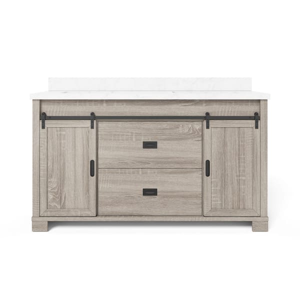 Brindley 60 in. W x 20 in. D x 34.5 in. H Barn Door Bath Vanity in