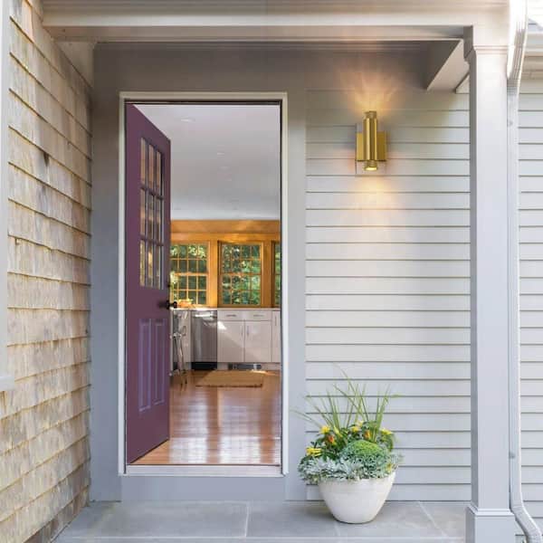Cylinder 5 in. Brushed Gold Modern Outdoor Up and Down Light LED Wall Sconce for Porch Garage