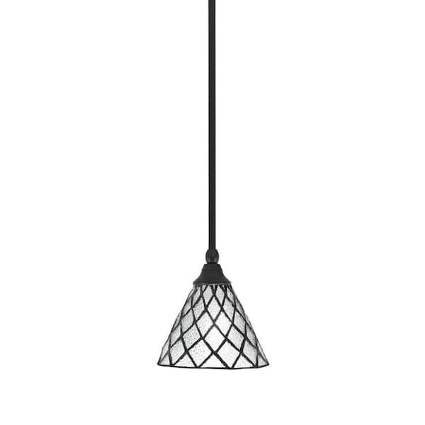 Unbranded Sparta 100-Watt 1-Light Espresso Shaded Pendant Light Mini Pendant with Diamond Ice Art Glass, No Bulb Included