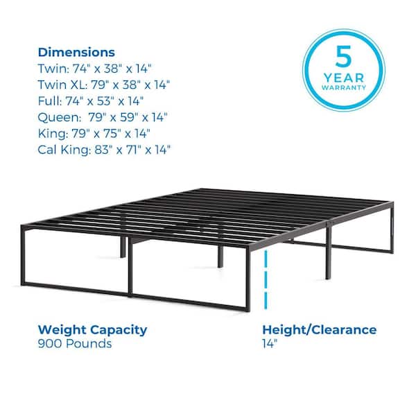 Brookside 14 in. Black Twin Modern Platform Bed Frame BS22TT14FP