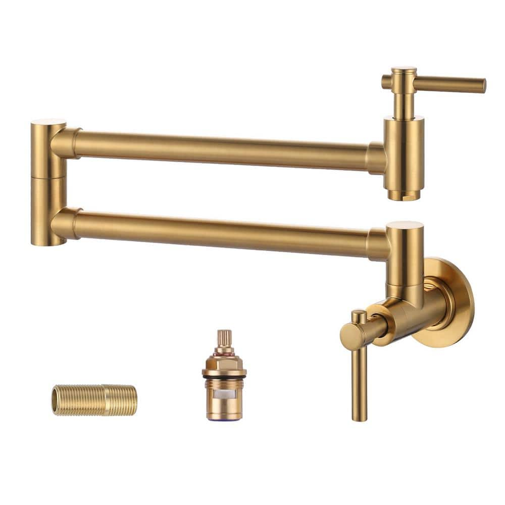 VALISY Lead-Free Solid Brass Single Handle Brushed high quality Nickel Wall Mount Pot Filler