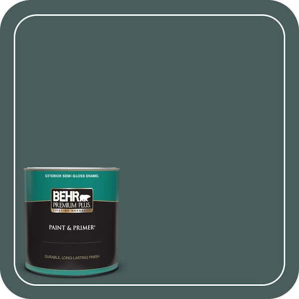 BEHR PREMIUM PLUS 1 qt. #N430-7 Silken Pine Semi-Gloss Enamel Exterior Paint & Primer