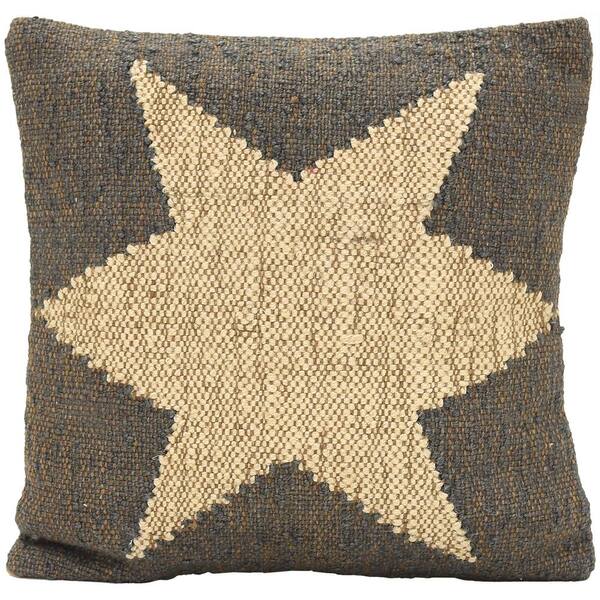 THREE HANDS Wool Jute Cushion with Polyfill Filler