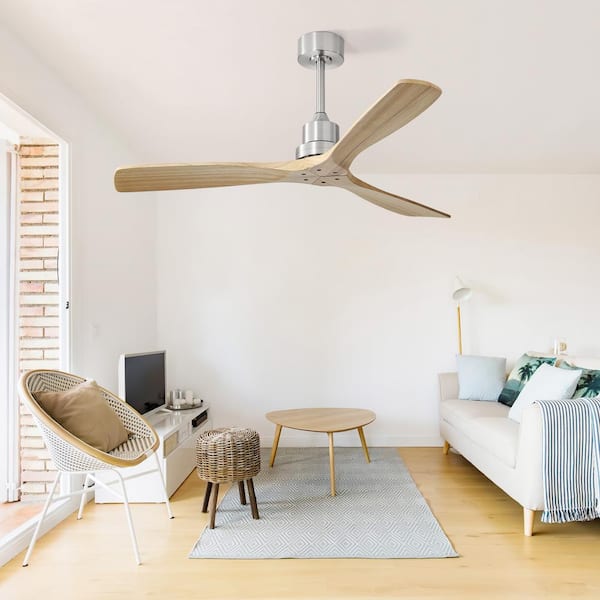 Jushua 52 in. Outdoor/Indoor Brushed Nickel Ceiling Fan with