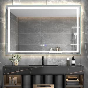 48 in. W x 36 in. H Large Rectangular Frameless LED Light Anti-Fog Wall Bathroom Vanity Mirror Silver and Dimmable