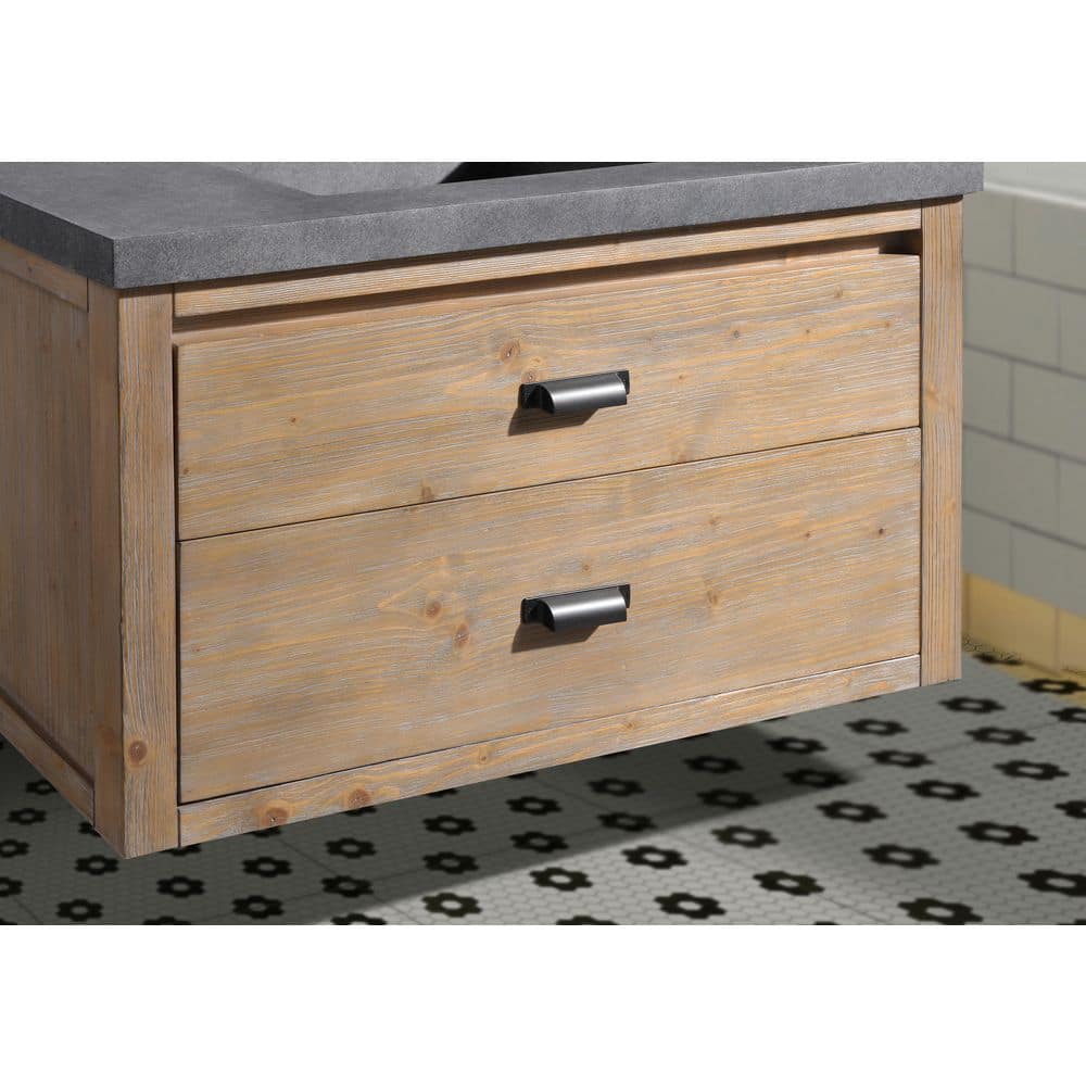 Kane 36" Weathered Fir Floating Bathroom Vanity with Cement Countertop