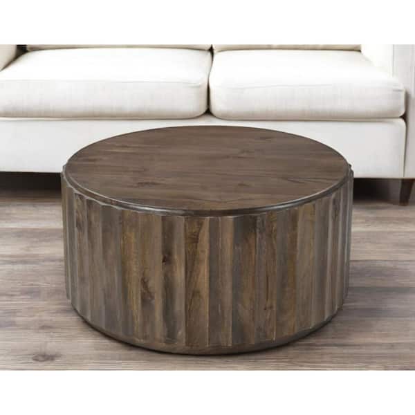 36.00 in. Brown Round Solid Wood Coffee Table