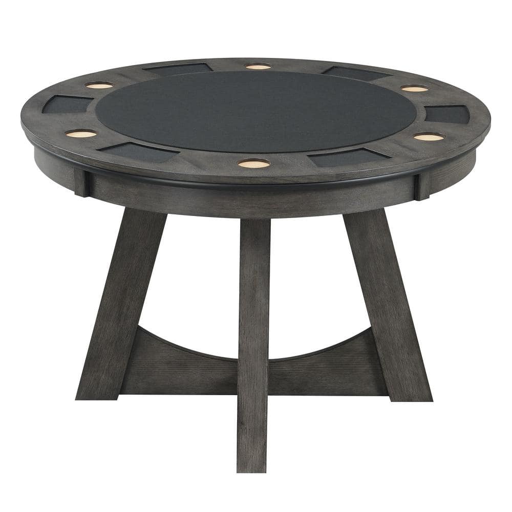 Contemporary Modern 48" Gray Round Game Table with Storage