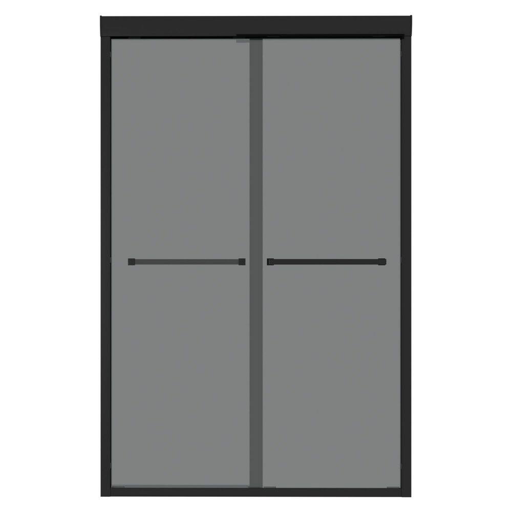 48 in. W x 76 in. H Double Sliding Framed Shower Door in Matte Black Finish with Tempered Grey Glass price history on PriceWatchPro