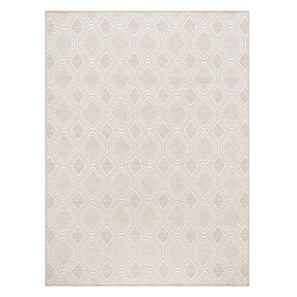 Corin Diamond Taupe Indoor/Outdoor 5 ft. x 7 ft. Polypropylene Area Rug