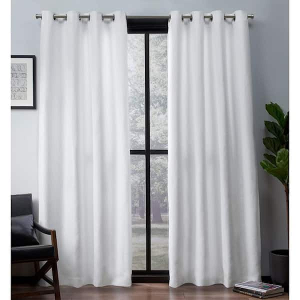 Unbranded Leeds 52 in. W x 96 in. L Woven Blackout Grommet Top Curtain Panel in Winter White (2 Panels)