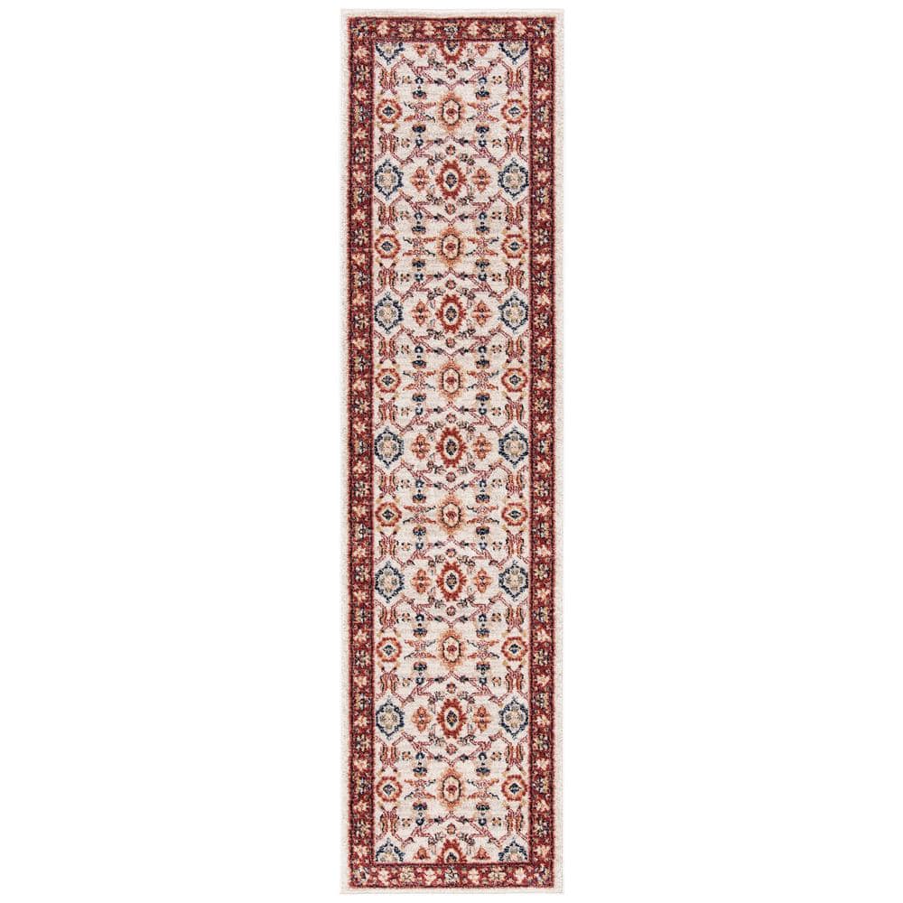 SAFAVIEH Charleston Ivory/Red 2 ft. x 8 ft. Border Runner Rug CHL412A ...