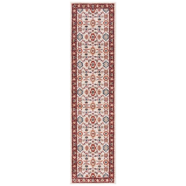 SAFAVIEH Charleston Ivory/Red 2 ft. x 8 ft. Border Runner Rug