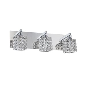 SHIMERA 20 in. 3 Light Chrome, Clear Vanity Light with Clear Metal, Glass Shade