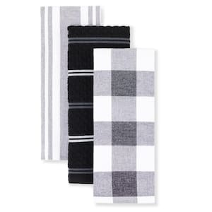 Black Buffalo Check Kitchen Towels And Dishcloths Set White and Black Plaid  100% Cotton 8 Piece