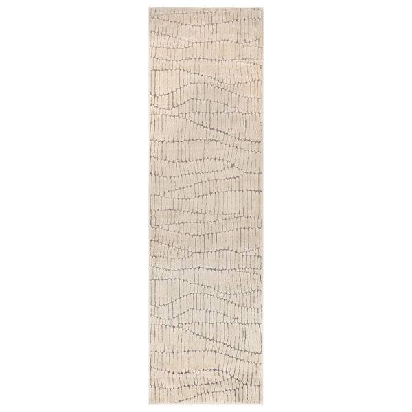 Pebble Abture Indoor High-Low Runner Rug 2 ft. x 8 ft. Cream