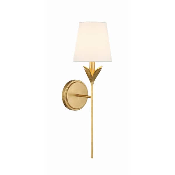 Broche 1-Light Antique Gold Wall Sconce