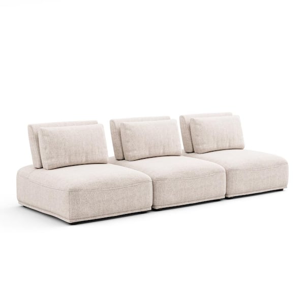 Furniture of America Fair wind 111 in. Armless Boucle Fabric Straight Modular Extendable Back Sofa in. Beige