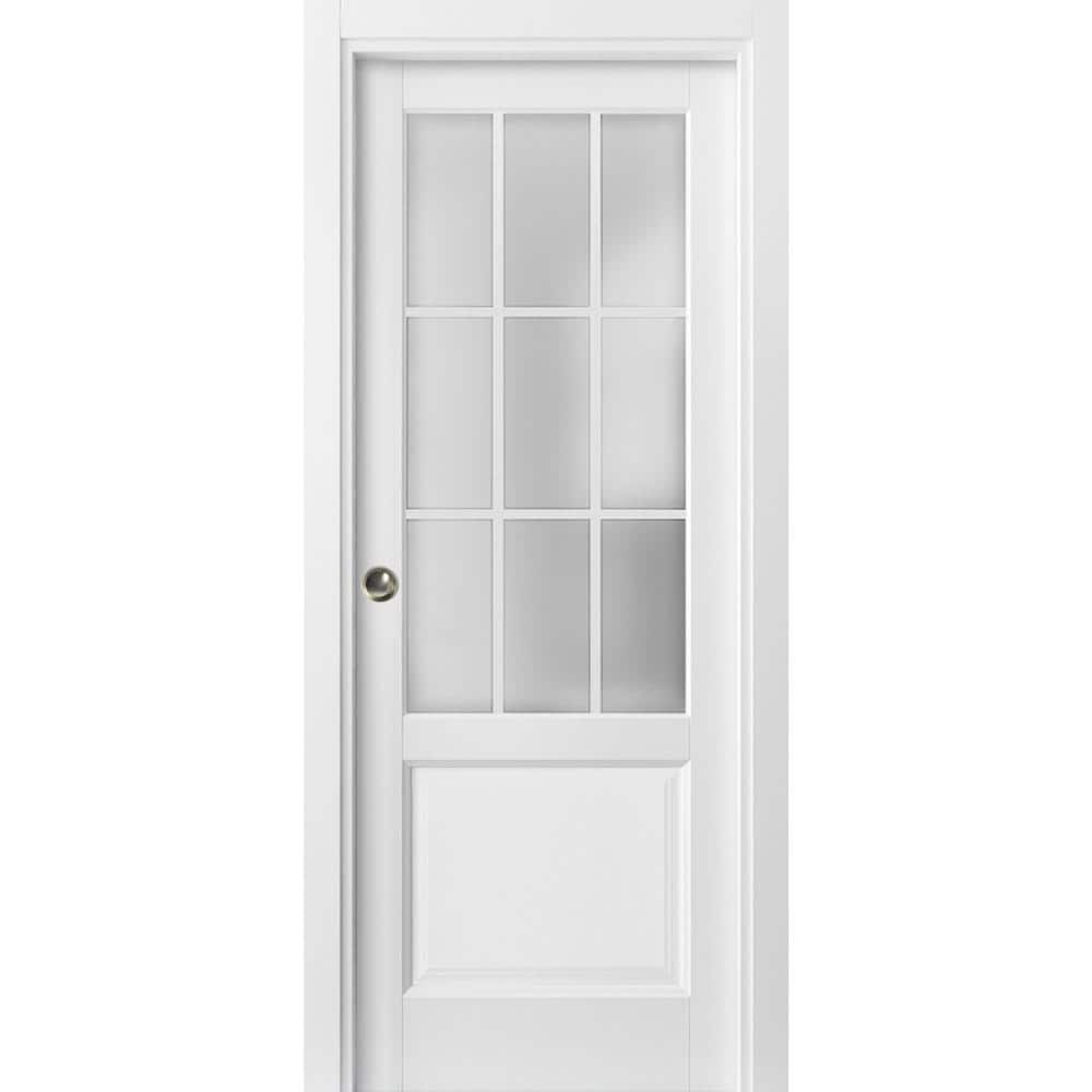 Assemble Required 3309 30 in. x 96 in. 9-Lites White Finished Solid Wood Sliding Door price history on PriceWatchPro